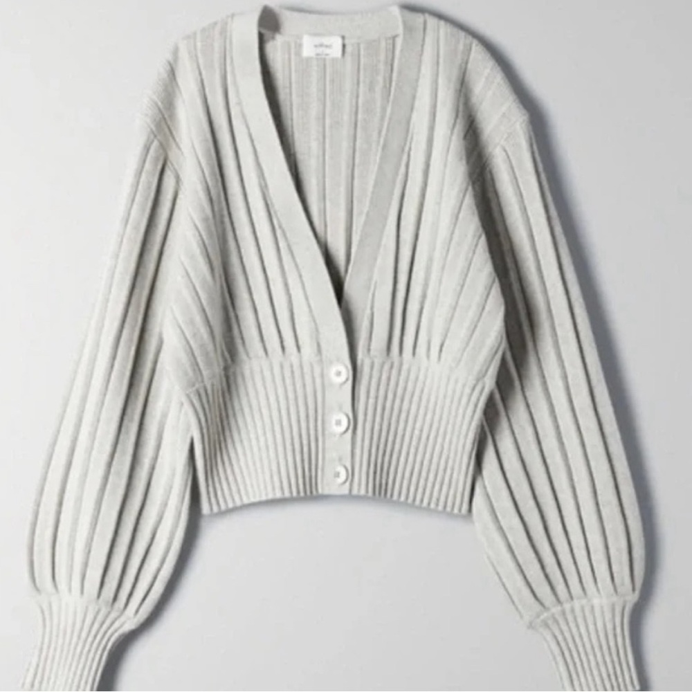 Aritzia Wilfred plunge cardigan grey XS